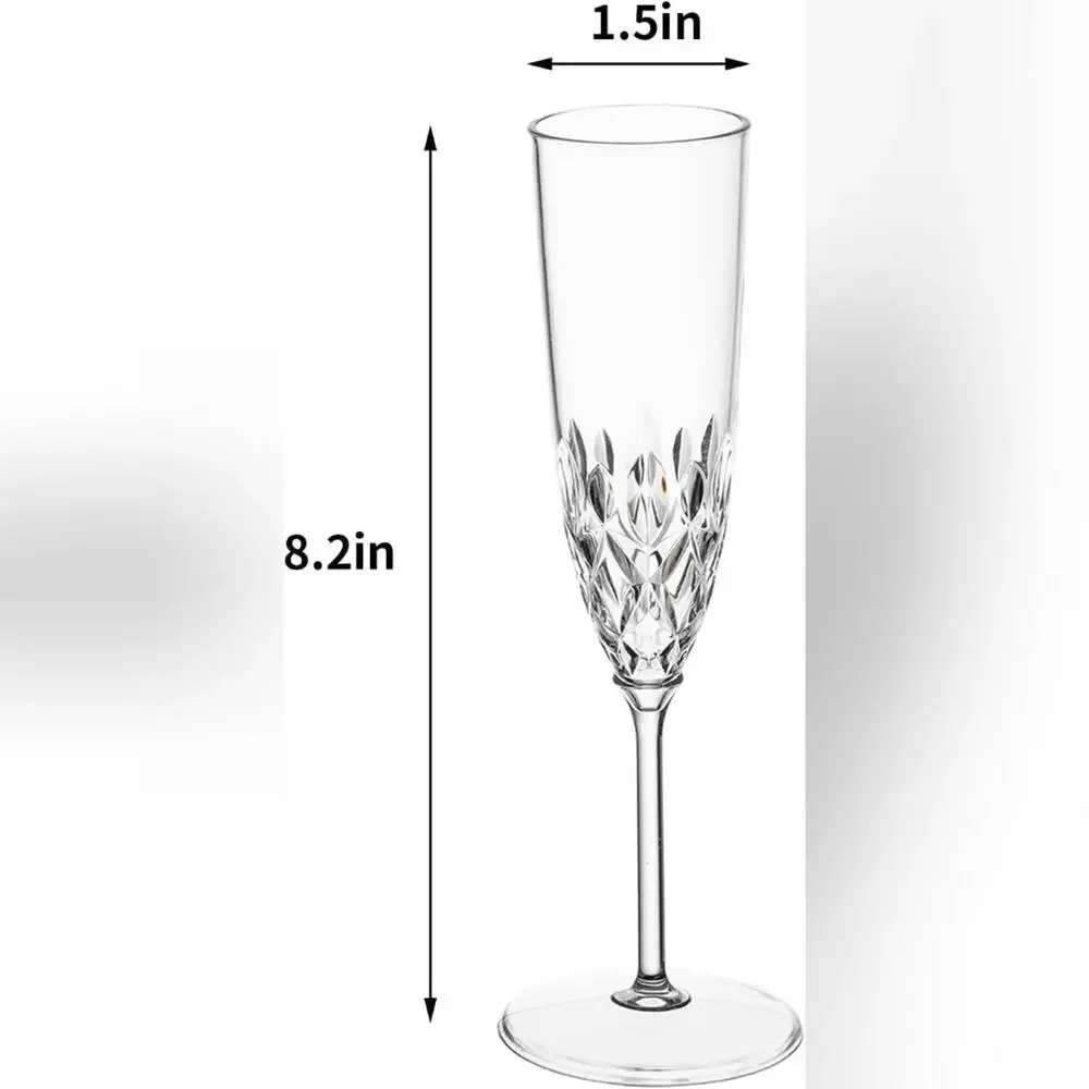 NWT Plastic 8 Pcs Shatterproof Reusable Plastic Champagne Flutes, 5 oz